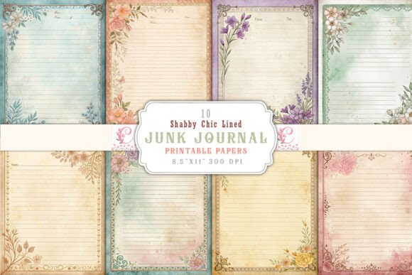 Download Shabby Chic Lined Junk Journal Pages - Shabby chic Collection