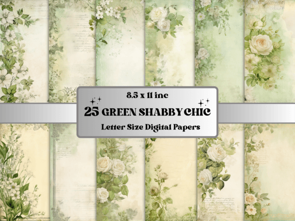 Download Green Shabby Chic Junk Journal Paper - Shabby chic Collection