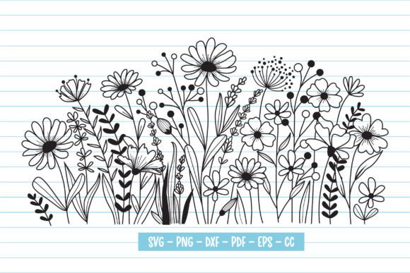 Download Hand Drawn Blooming Wildflowers Svg - Wildflowers Collection