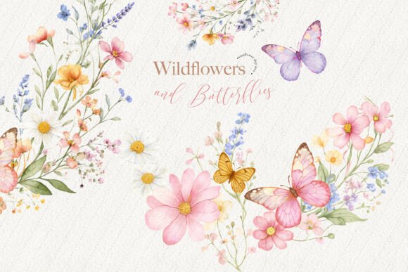 Download Wildflowers Butterflies Clipart - Wildflowers Collection
