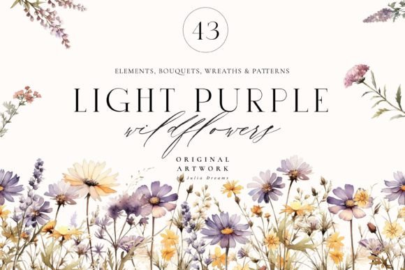 Download Light Purple Watercolor Wildflowers - Wildflowers Collection