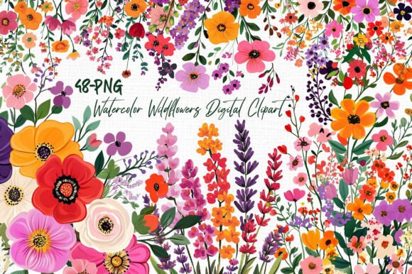 Download Watercolor Wildflowers Digital Clipart - Wildflowers Collection