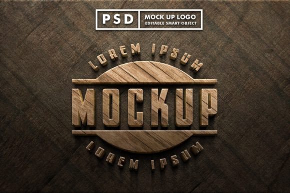 Download Realistic Wood Logo Mock Up Premium Psd - Realistic wood Collection