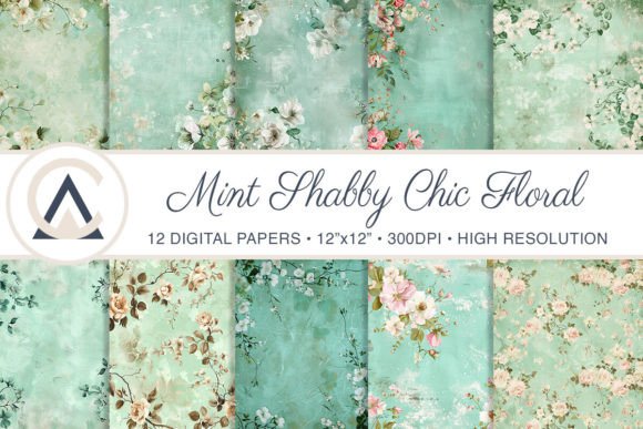 Download Mint Green Shabby Chic Floral Background - Shabby chic Collection