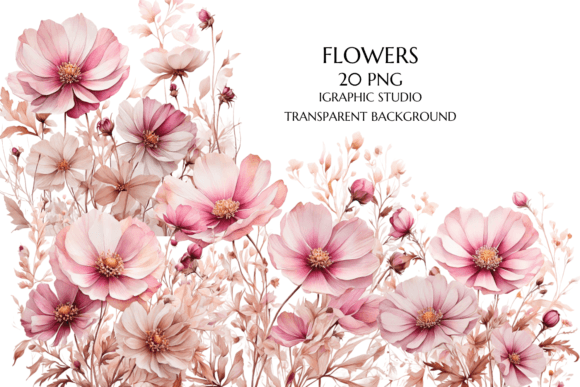 Download Rose Gold and Pink Wildflowers PNG - Wildflowers Collection